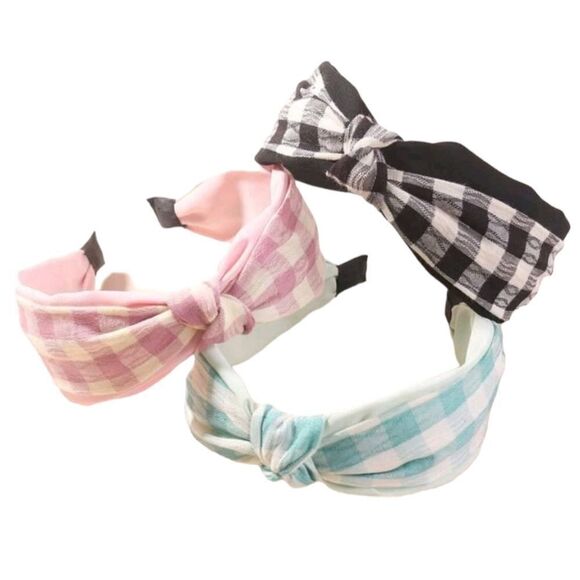 Multicolor Plaid Headbands-3 - Picture 3 of 4